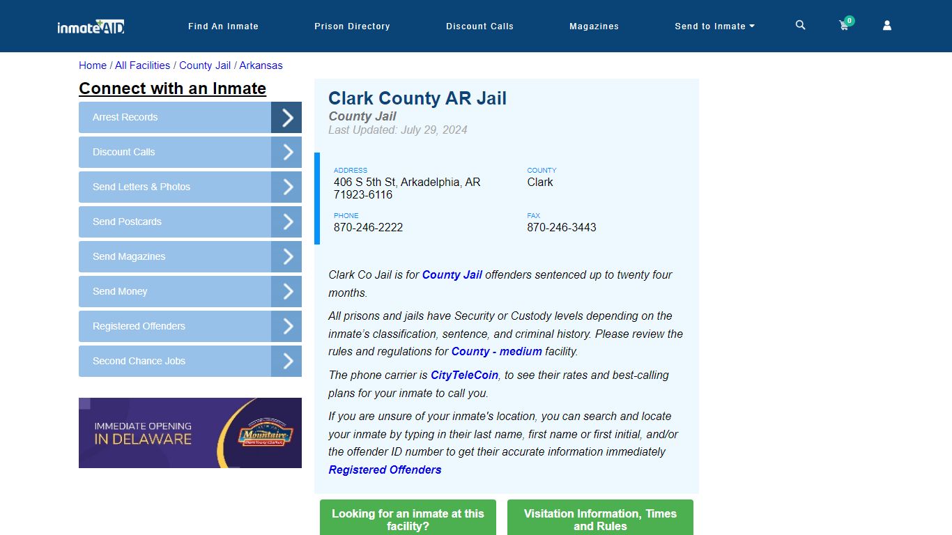 Clark County AR Jail - Inmate Locator