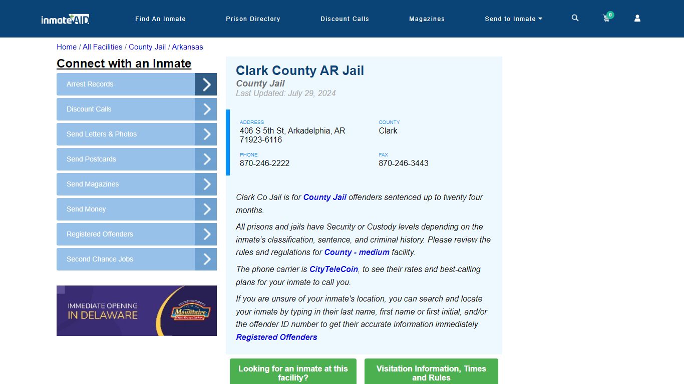 Clark County AR Jail - Inmate Locator
